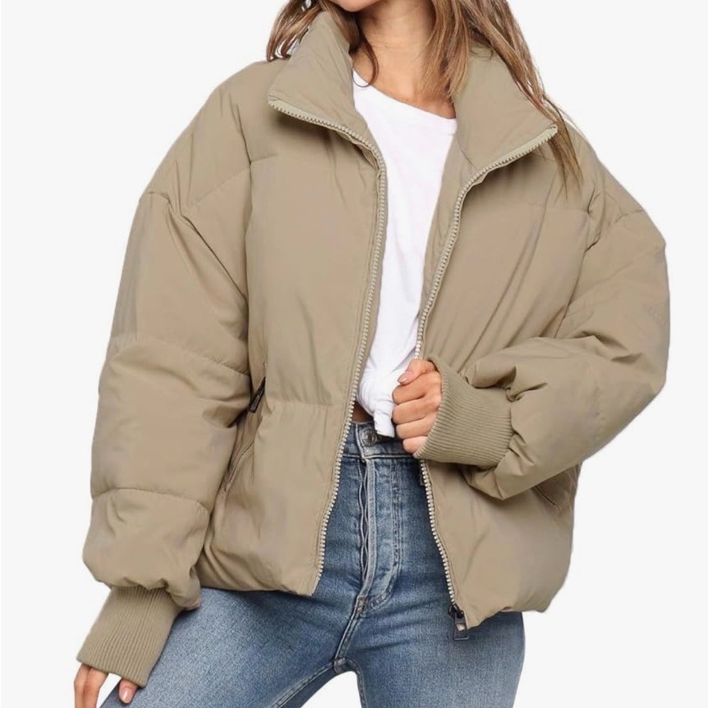 tan puffer coat